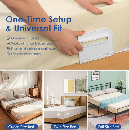 Patented Bed Sheet Holders ABS Lock System for Fitted Sheets Secure Clips | Patented Lock Design, 168 Anti-Slip Points, Reinforced ABS Material, One-Time Installation, Fits All Mattress Sizes