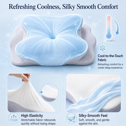 Pain Relief Cervical Neck Pillow for Sleeping, Ergonomic Pillow Cozy Sleeping, Odorless Memory Foam Pillow for Side Back Stomach Sleepers