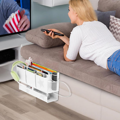 homyfort Bedside Caddy Organizer, Dual-Purpose Bedside Storage with Power Strip Holder, Versatile Bed Caddy with 11 Pockets for Bunk Bed, College Dorm, Home, Hospital, Fits Phones, Books, Blue
