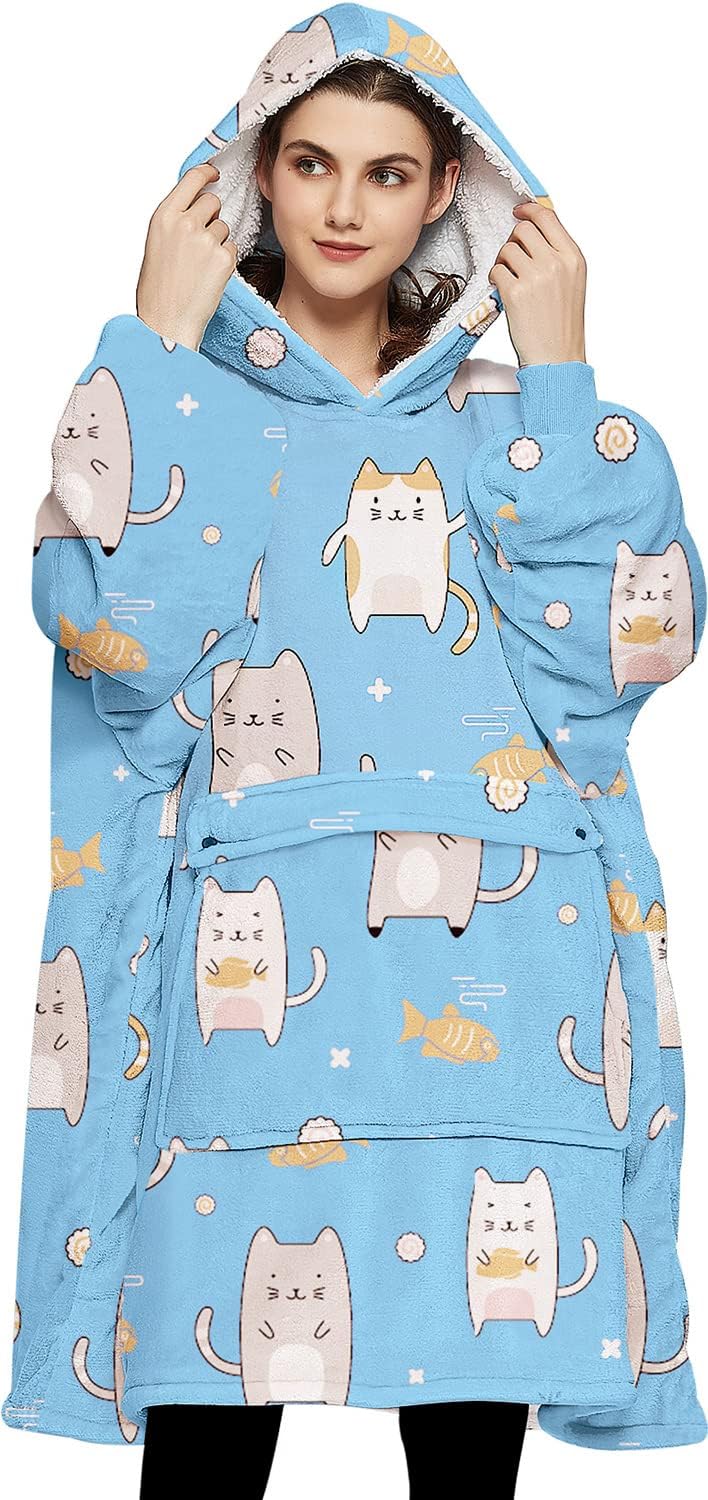 Wearable Blanket Hoodie for Adults With Pocket Strawberry Hoodie | Sherpa, Fuzzy Blanket Hoodie, Oversized Sweatshirt Blanket, Kangaroo Pouch, Cute Birthday Gifts for Sister, Cute Stuff