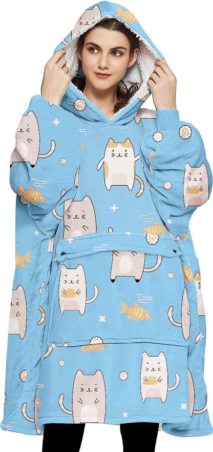 Wearable Blanket Hoodie for Adults With Pocket Strawberry Hoodie | Sherpa, Fuzzy Blanket Hoodie, Oversized Sweatshirt Blanket, Kangaroo Pouch, Cute Birthday Gifts for Sister, Cute Stuff