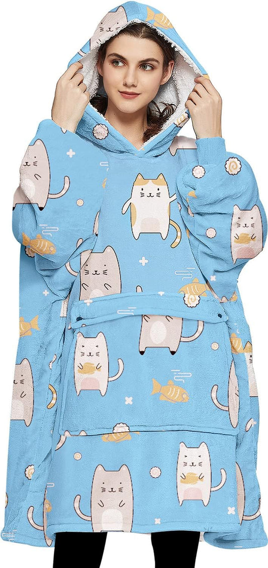 Wearable Blanket Hoodie for Adults With Pocket Strawberry Hoodie | Sherpa, Fuzzy Blanket Hoodie, Oversized Sweatshirt Blanket, Kangaroo Pouch, Cute Birthday Gifts for Sister, Cute Stuff
