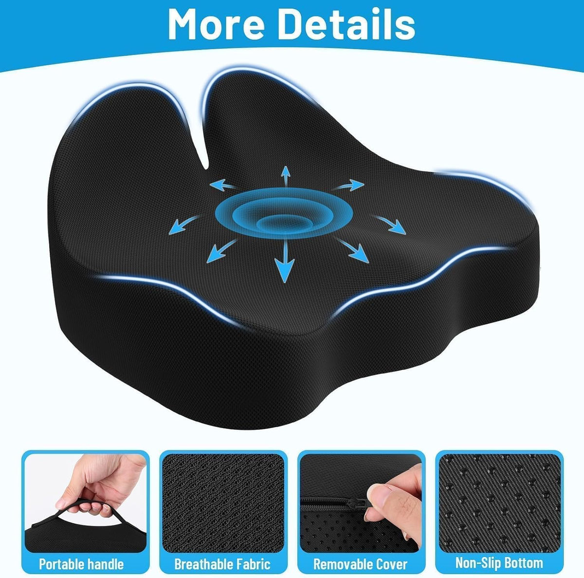Memory Foam Seat Cushion, Ergonomic Office Chair Cushion for Long Sitting