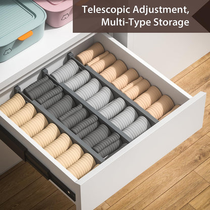4 PCS Drawer Divider, 17"-22" Adjustable Bamboo Drawer Dividers Organizers, Expandable Separators for Kitchen, Clothes, Dressers, Home, Office