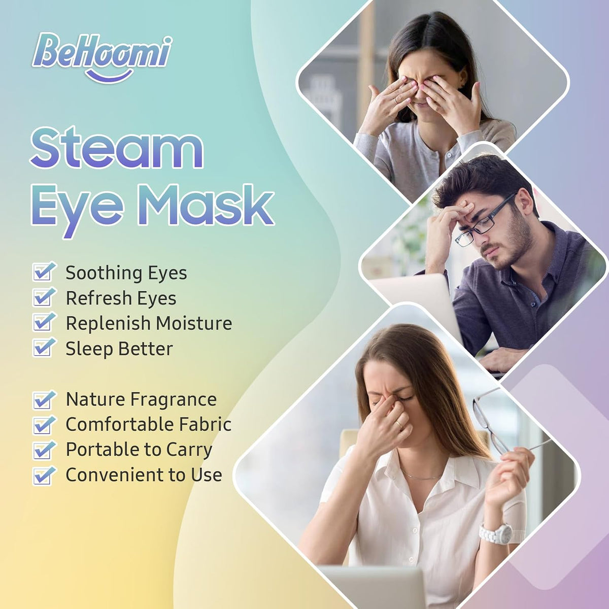 BeHoomi 30Packs Steam Eye Mask, Heated Eye Mask for Dry Eyes, Unscented