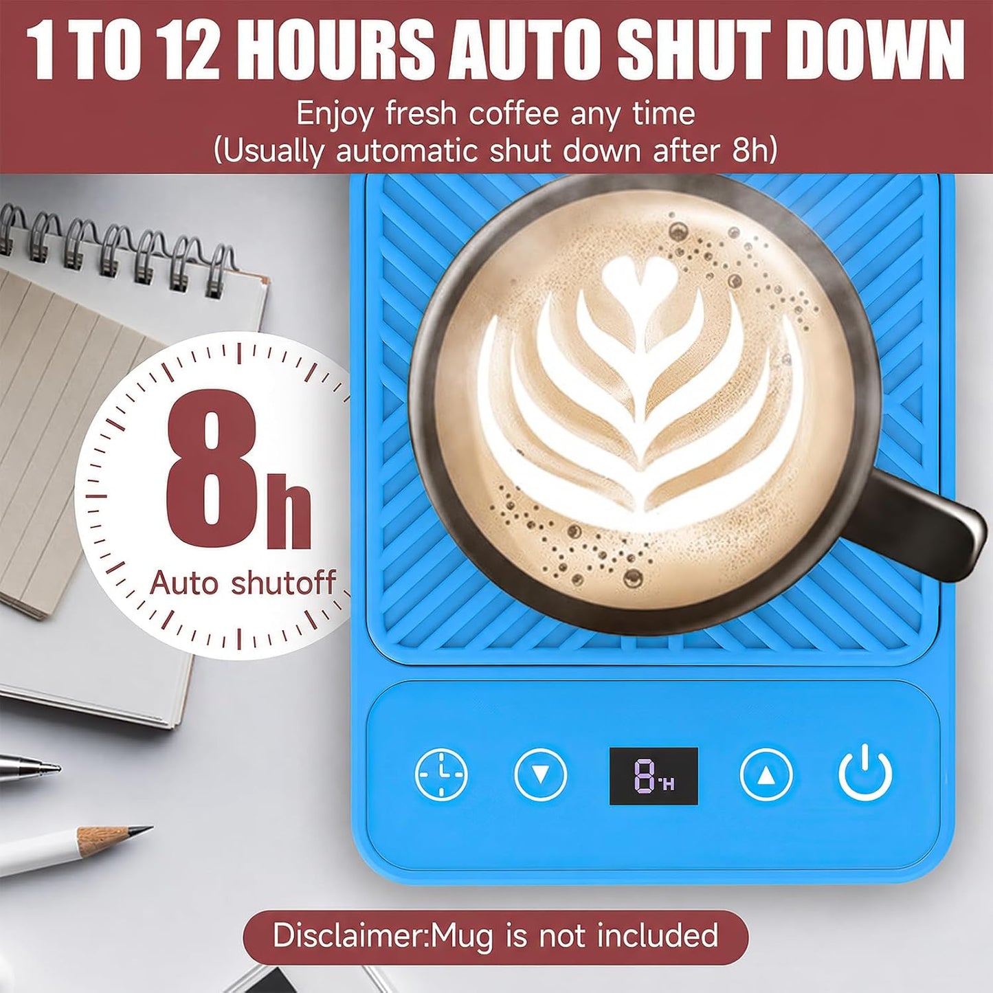 Mug Warmer - Electric Coffee Mug Warmer with Timer,Coffee Cup Warmer for Desk Auto Shut Off,Smart 6-Temperature Control, Coffee Accessories for Coffee Lovers, White | Coffee Cup Warmer for Desk Auto Shut Off,Smart 6-Temperature Control, Coffee