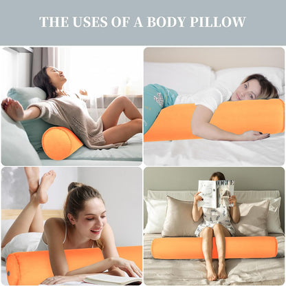 ONTYZZ Inflatable Round Neck Pillow Cervical Roll Pillow, 4.9 * 14.96 inch | Cylinder Bolster Pillow for Head, Neck, Back, Legs and Yoga, Grey