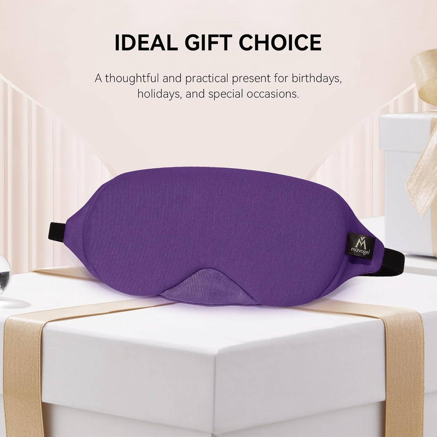 Mavogel Cotton Sleep Eye Mask, Light Blocking with Adjustable Nose Bridge | Updated Design, Soft and Comfortable Night Eye Mask for Men Women, Eye Blinder for Shift Work, Includes Travel Pouch, Grey