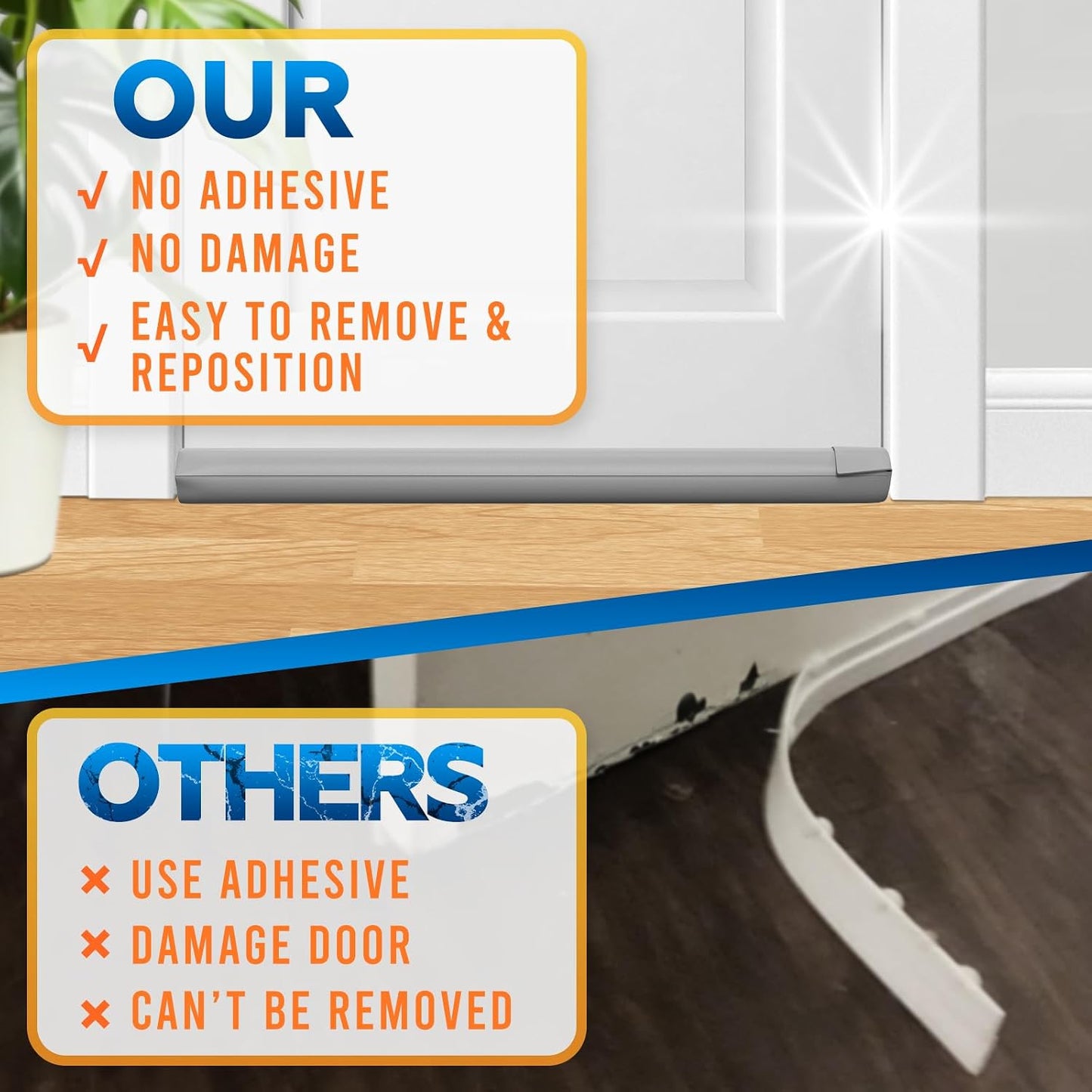 Comfyanno Under Door Draft Stopper - Bottom Door Gap Filler & Seal - Fits 30” to 36” Door, Double Side Block Noise, Sound, Air, Bugs, Dust, Easy to Install, No Adhesive, Black
