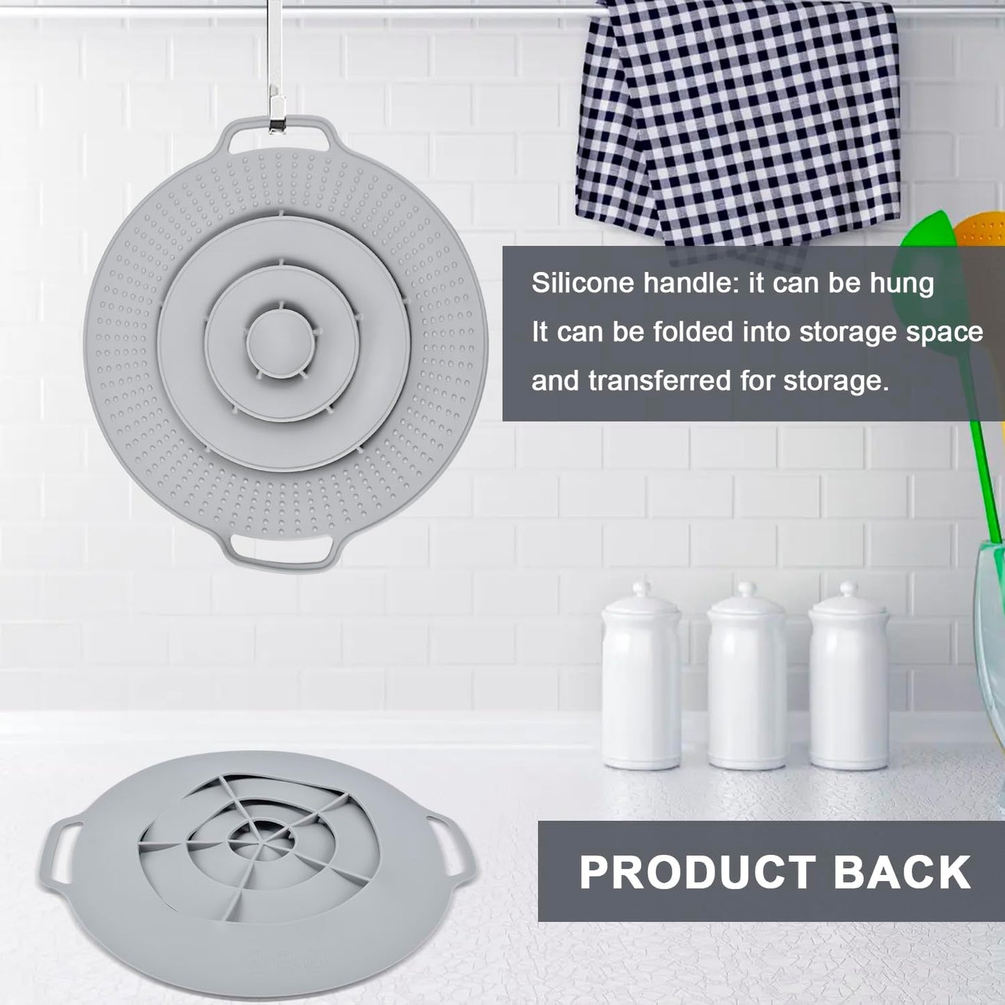 Pot Cover Spill Stopper Lid, Thicken Silicone Boil Over Spill Safeguard, Lid Cover Fits Openings 8" to 11.5" in Diameter for Pots And Pans, Instant Pot Cover-Gray