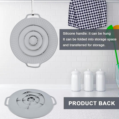 Pot Cover Spill Stopper Lid, Thicken Silicone Boil Over Spill Safeguard, Lid Cover Fits Openings 8" to 11.5" in Diameter for Pots And Pans, Instant Pot Cover-Gray
