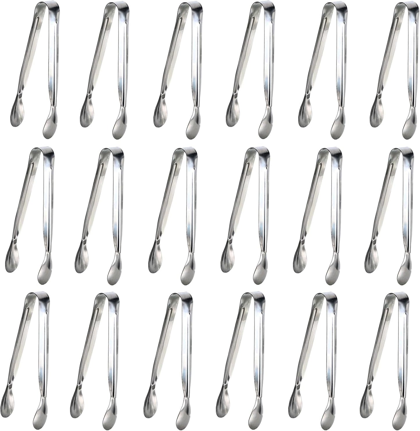 6PCS Ice Tongs Mini Sugar Tongs 4.25Inch Stainless Steel Kitchen Utensils Set,Small Serving Tong and Tiny Kitchen Tong for Appetizers,Tea Party, Coffee Bar, Desserts by Sunenlyst (Silver)