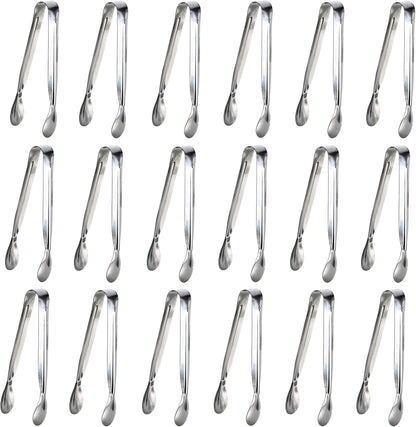 6PCS Ice Tongs Mini Sugar Tongs 4.25Inch Stainless Steel Kitchen Utensils Set,Small Serving Tong and Tiny Kitchen Tong for Appetizers,Tea Party, Coffee Bar, Desserts by Sunenlyst (Silver)