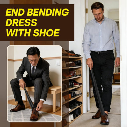 Redriver Extra Long Shoe Horn for Seniors, Metal Shoehorn Long-handle Shoe Spoon Stick Helpers Boot Horn for Men Women