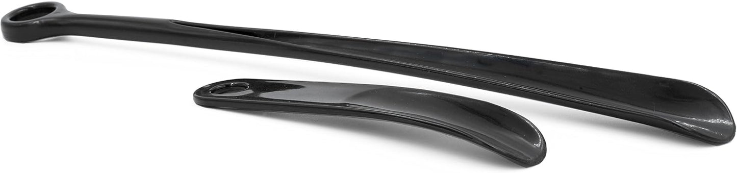 Panoware Set of 2, Extra Long Handle Shoe Horn and Travel Shoe Horn, Black