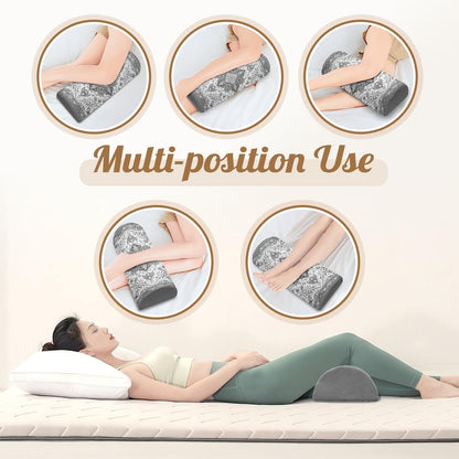 Knee Pillow for Back Sleeping – Half Moon Bolster Pillow for Legs,Under Knee While Sleeping Support, Leg & Back Pain Relief (21.5x9x5 Inches),Machine Washable Cover