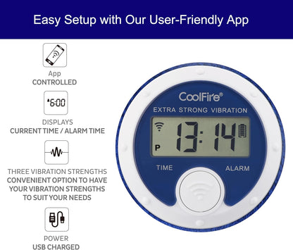 Coolfire Vibrating Alarm Clock Wristband, Silent Wake-Up Watch for Heavy Sleepers, Won’t Disturb Partner, Couples/Roommates, Deaf/Hearing Impaired, 4 Alarms, Bluetooth App, Rechargeable (Purple)