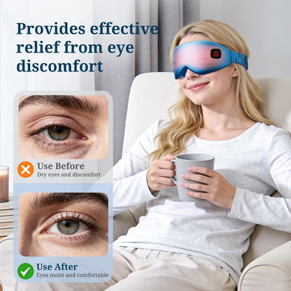 100% Silk Wireless Heated Eye Mask with Cooling & Washable Shells-Black
