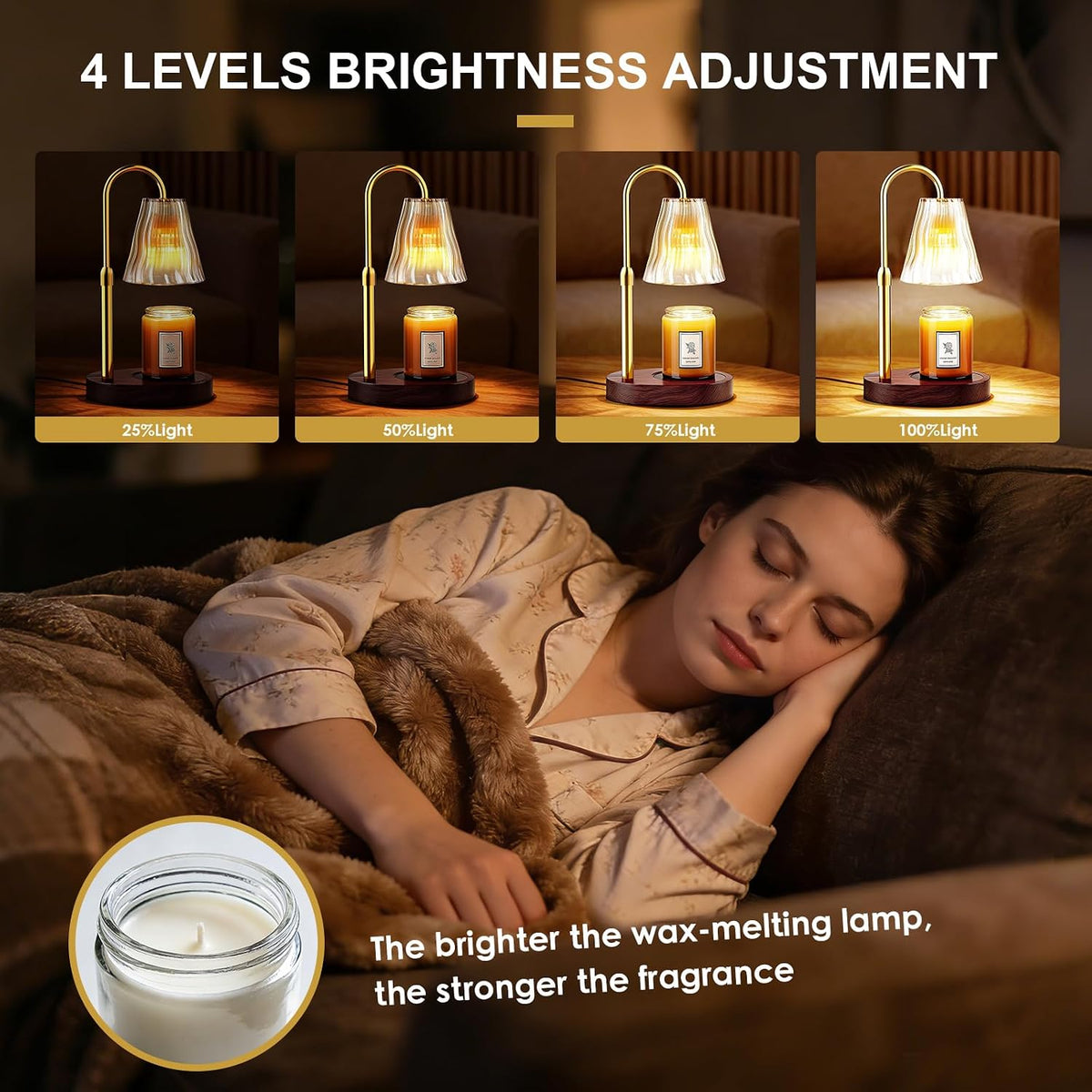 Candle Warmer Lamp with Timer Dimmer, Birthday Gifts for Women Mom Friend Sister, House Warming Gifts New Home Decor, Office Apartment Dorm Room Wax Melt Warmer for Jar Candles with 2 Bulbs