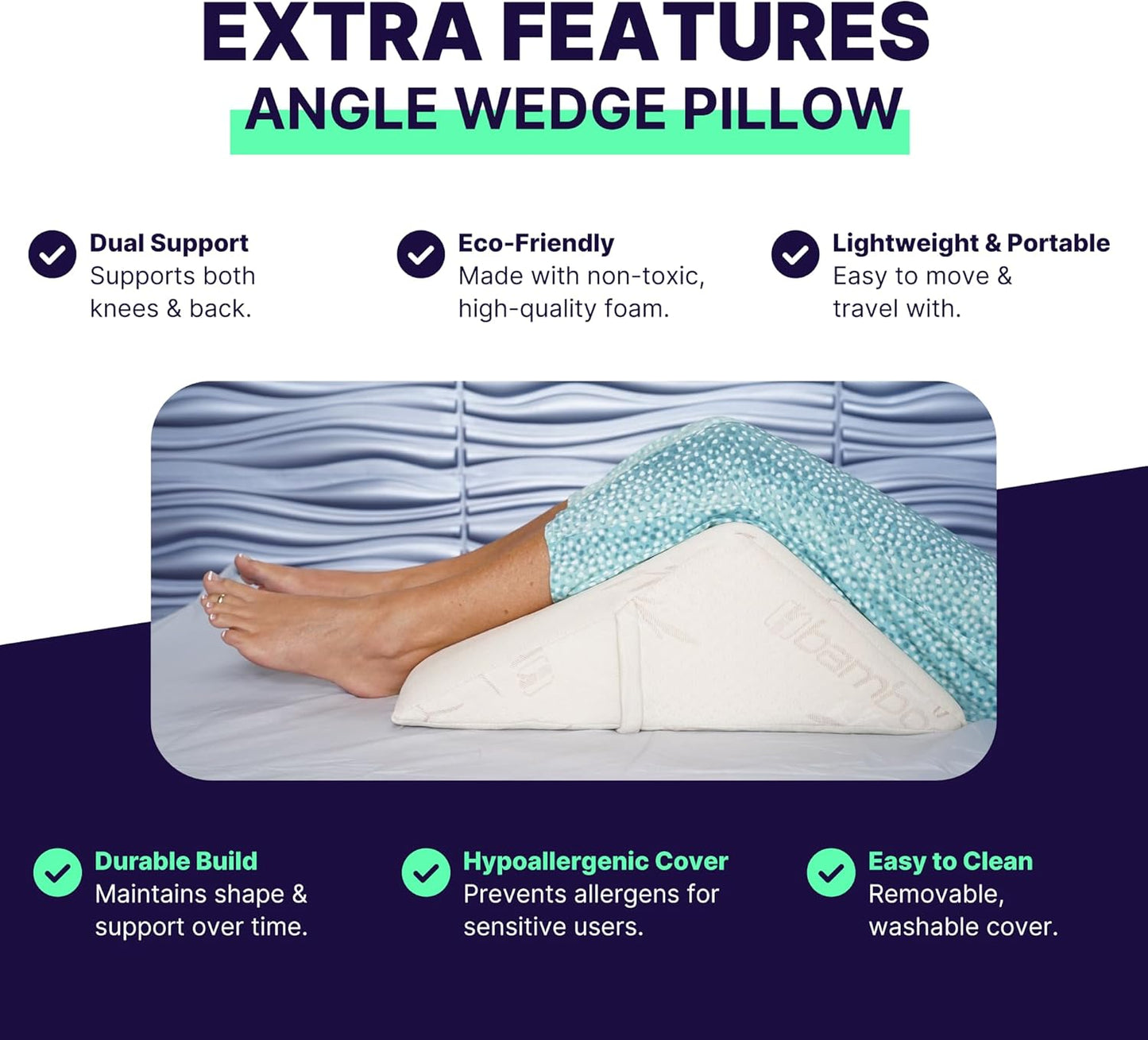 Back Support Systems The Angle Wedge Pillow – Leg & Knee Pillow Wedge for Sciatica Pain Relief, Body Pain, Lumbar Decompression – Sherpa Cover & Foam Cushion Bed Bolster for Lower Back Support, Large