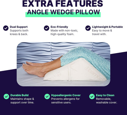 Back Support Systems The Angle Wedge Pillow – Leg & Knee Pillow Wedge for Sciatica Pain Relief, Body Pain, Lumbar Decompression – Sherpa Cover & Foam Cushion Bed Bolster for Lower Back Support, Large