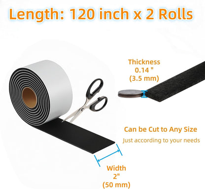 Felt Strips with Adhesive Backing Heavy Duty Cuttable Felt Tape Roll Furniture Pads for Chair Legs - Protecting Hardwood Floors, Chair Wall Protector (Black, 80 x 0.5 x 0.14 Inch)
