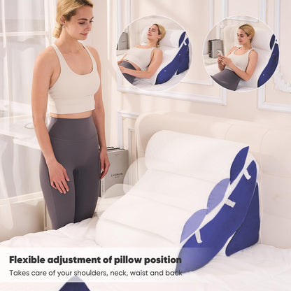 OAISZ 4PCS Wedge Pillow Set for After Surgery, Adjustable Bed Wedges, Gery | Back and Leg Support, Acid Reflux Relief, Post Surgery Recovery, Leg Elevation, Memory Foam, Bed Wedge Pillow for Sleeping