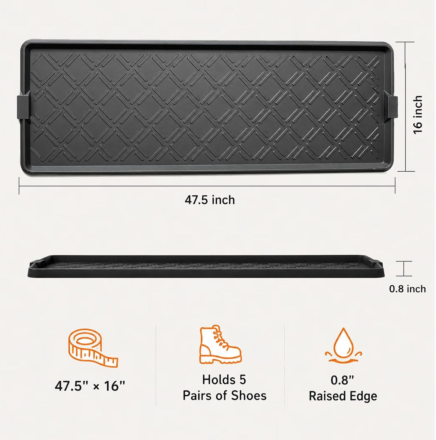 Boot Tray for Entryway, Rubber Shoe Mat, Waterproof Shoe Tray