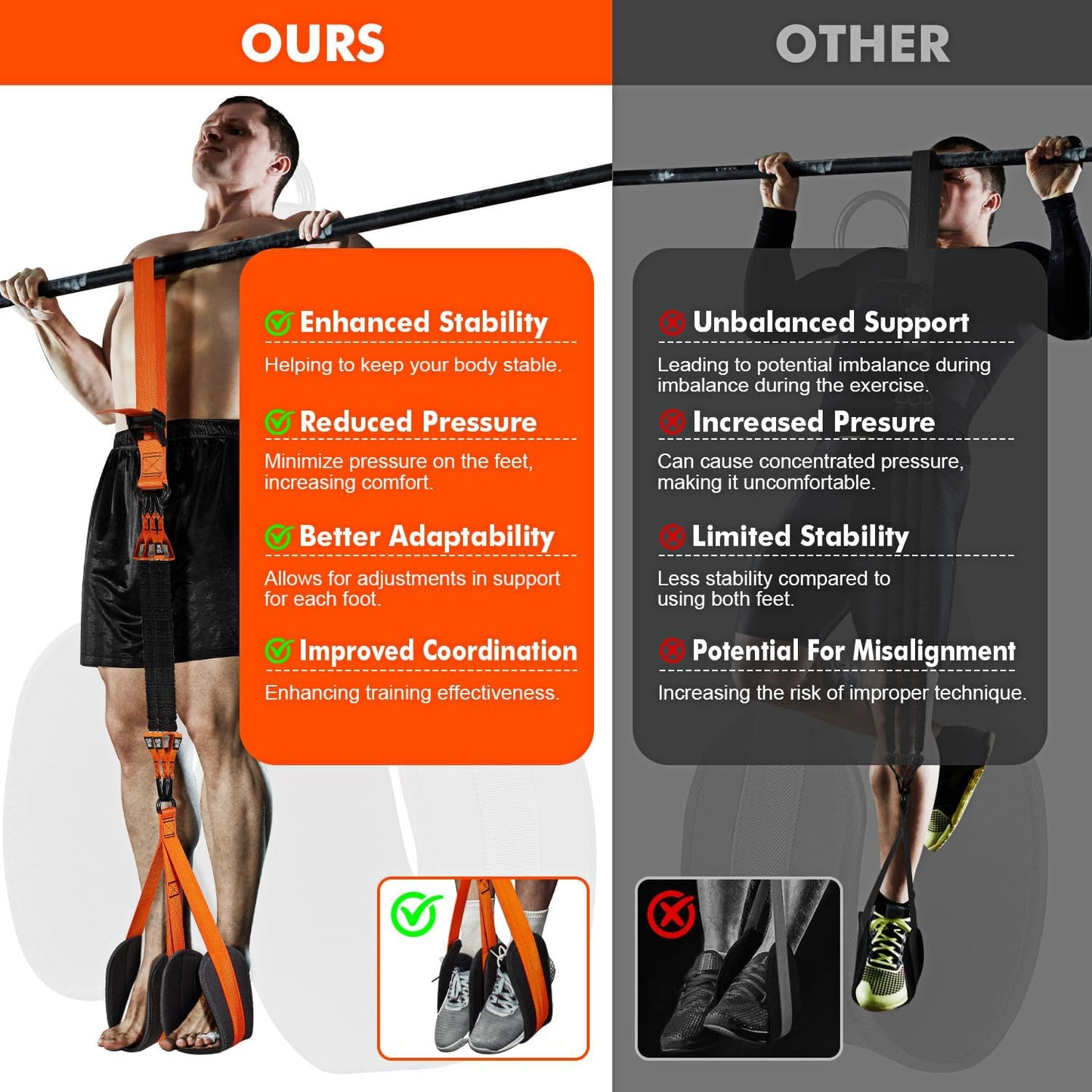 HPYGN Two Foots Pull Up Assistance Bands, Heavy Duty Resistance Band for Pull Up Bar, Adjustable Weight/Size with Fabric Feet/Knee Rest, Bands for Pull Up Assist for Strength Training, Pull Up