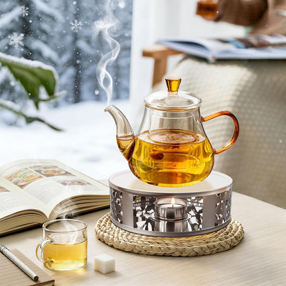 Tea Warmer Petals Silhouette, 4 Pack | Stainless Steel Teapot Warmer, With Tealight Holder