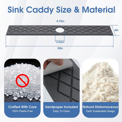 24 Inch Kitchen Sink Splash Guard, Sink Splash Guard Behind Faucet, Silicone Faucet Handle Drip Catcher Tray Mat for Kitchen, Bathroom Counter, Dark Gray, 23.6" x 4"