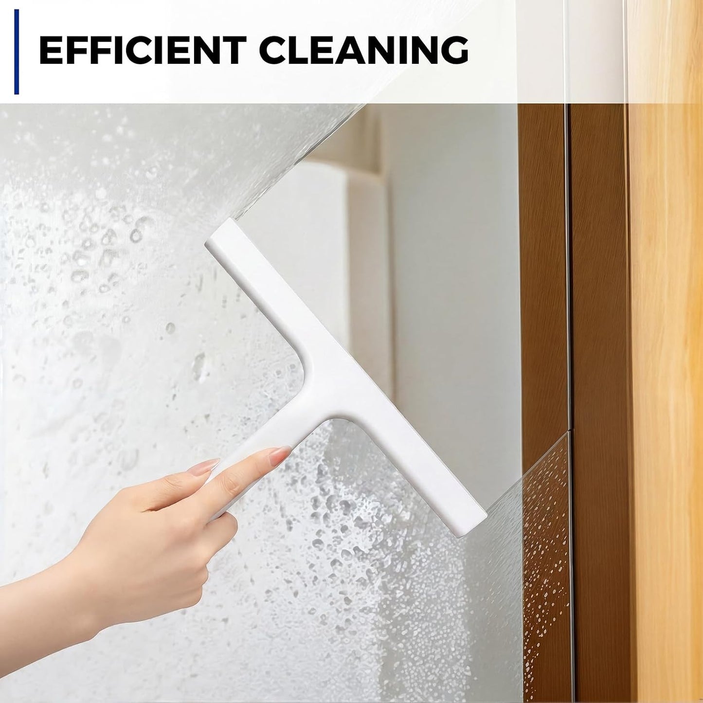 wlich 10" Shower Squeegee, Silicone Shower Wiper for Glass Doors, Black | One-Piece No-Drill Design, Flexible Silicone Squeegee for Window Cleaning, Streak-Free Cleaning Bathroom, Easy Installation