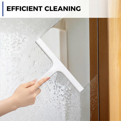 wlich 10" Shower Squeegee, Silicone Shower Wiper for Glass Doors, Black | One-Piece No-Drill Design, Flexible Silicone Squeegee for Window Cleaning, Streak-Free Cleaning Bathroom, Easy Installation