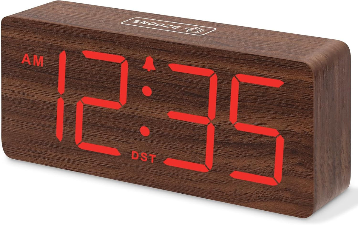 DreamSky Wooden Digital Alarm Clock for Bedroom with Large Numbers