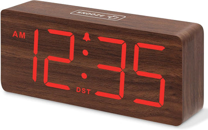 DreamSky Wooden Digital Alarm Clock for Bedroom with Large Numbers