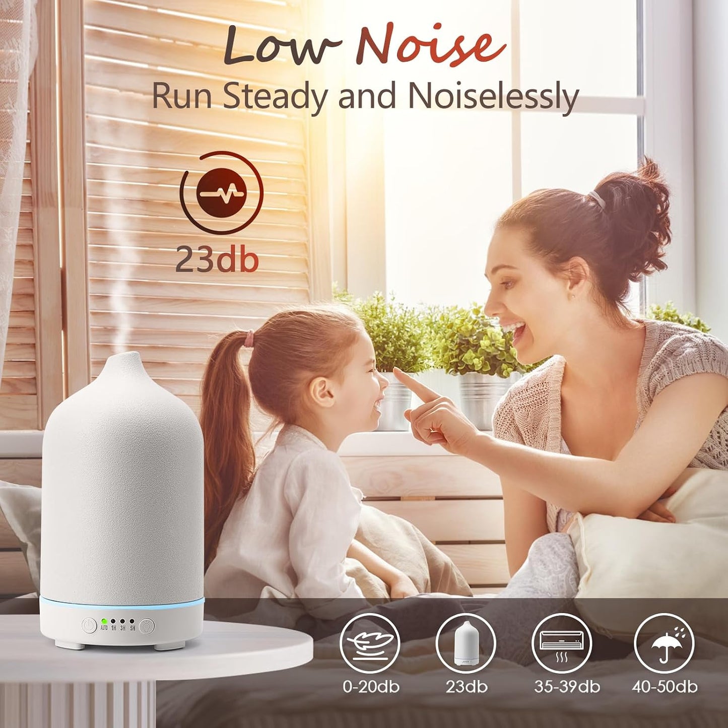 Diffuserlove Ceramic Essential Oil Diffuser 160ML Aromatherapy Diffuser for Home Bedroom Room Cool Mist Humidifier Stone Air Diffusers (Size:6.8" H x 3.6" W)