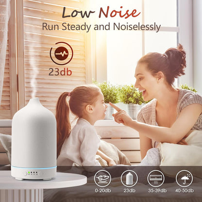 Diffuserlove Ceramic Essential Oil Diffuser 160ML Aromatherapy Diffuser for Home Bedroom Room Cool Mist Humidifier Stone Air Diffusers (Size:6.8" H x 3.6" W)