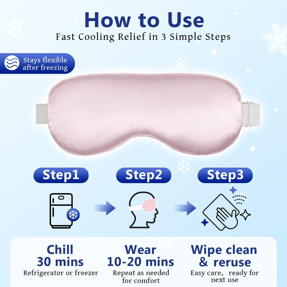 Cooling Eye Mask for Sleeping Migraine Headache Relief Mask Gel Cold Compress Eye Face Ice Pack for Eyestrain Dark Circles and Puffiness Relaxation Gifts for Women Men Silk Reusable-2 Pack