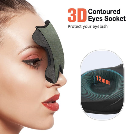 LitBear Sleep Mask for Side Sleeper Women Men, Eye Mask for Sleeping | Light Blocking 3D Contoured Sleeping Mask, Soft Breathable Sleep Eye Mask with Adjustable Elastic Strap for Travel, Black
