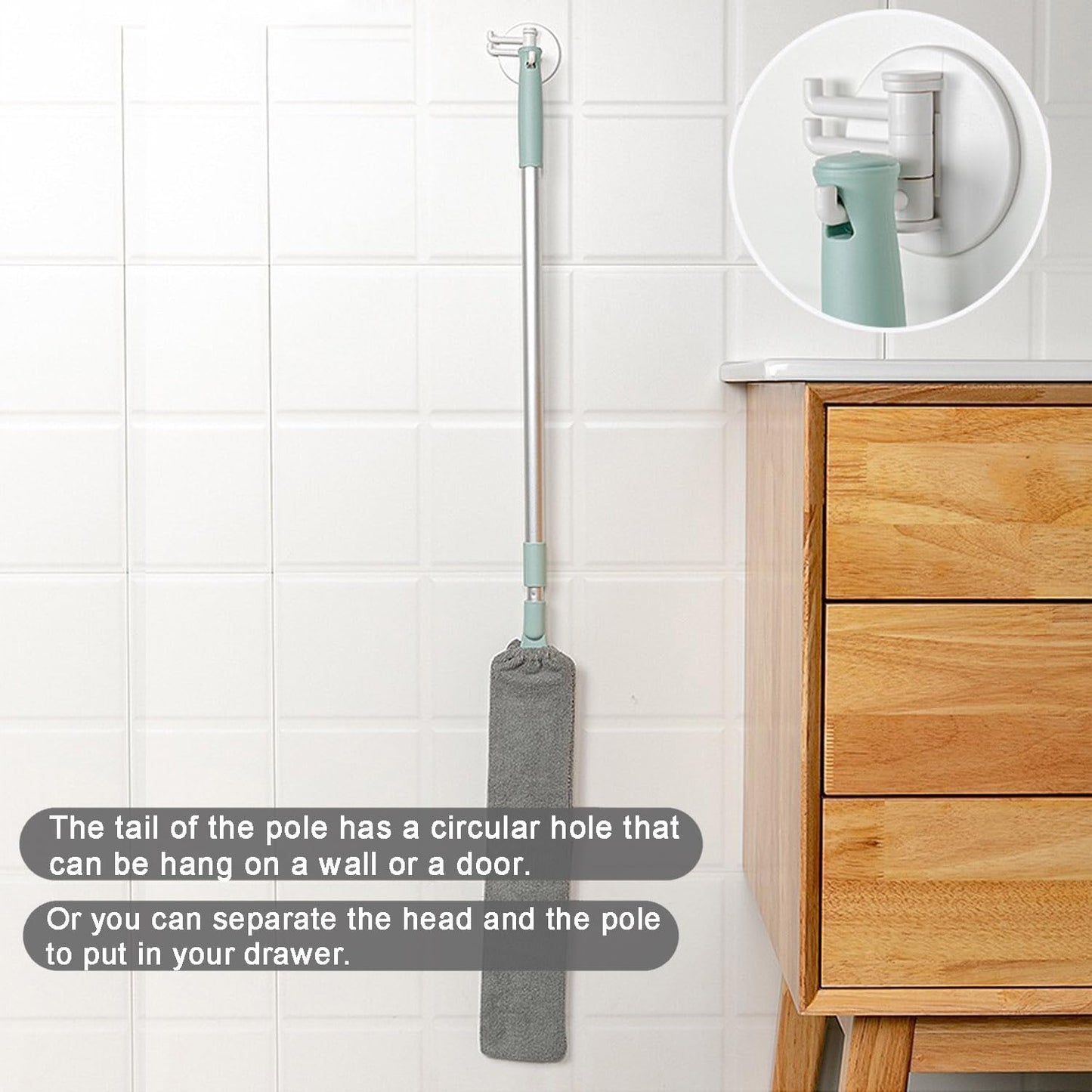 Dust Brush Under Appliance Microfiber Duster 40 - 55 in with 2 Cloth