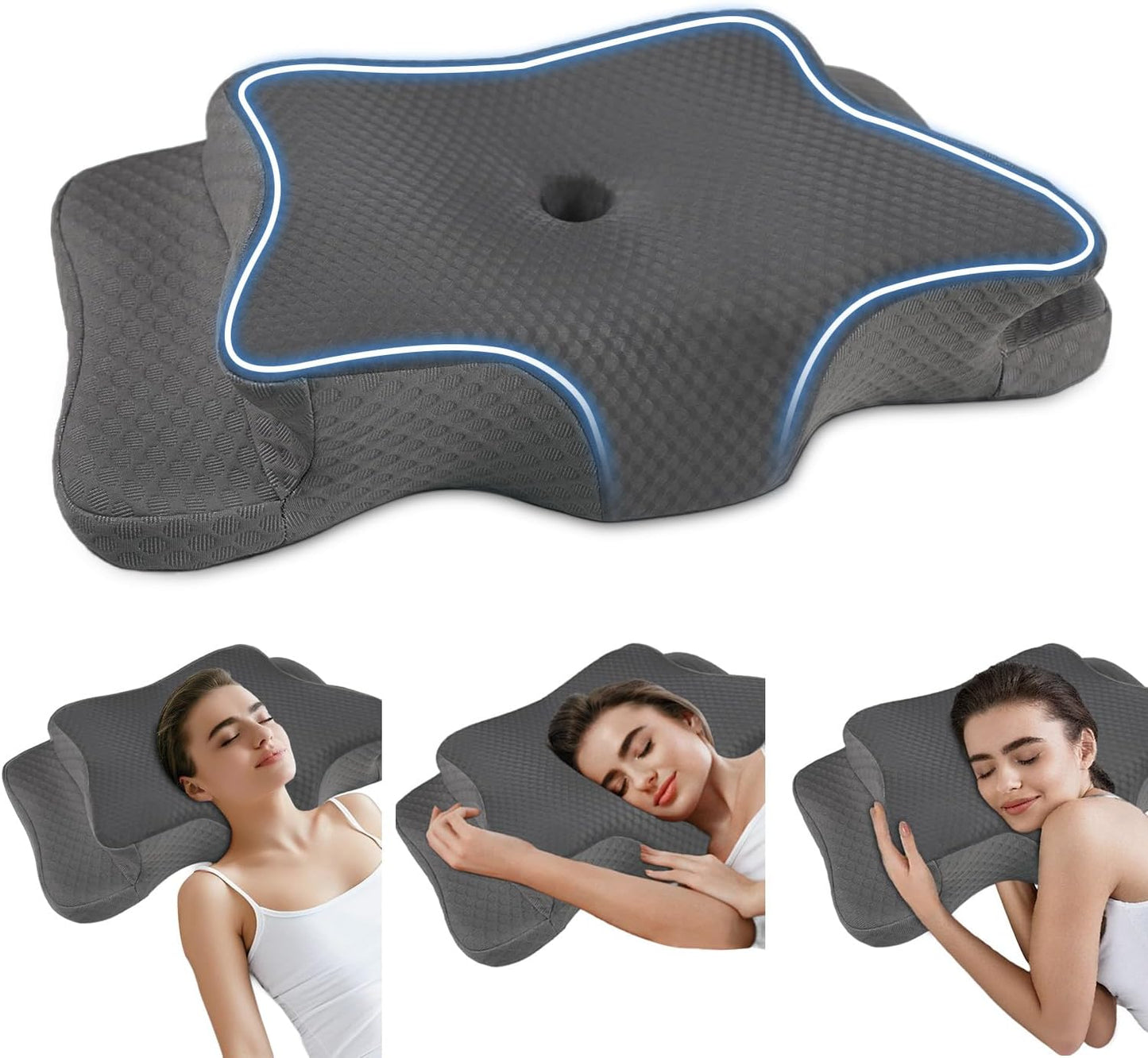 Pain Relief Cervical Pillow for Neck Support, Adjustable Ergonomic Pillow | Cozy Sleeping, Odorless Orthopedic Memory Foam Pillow, Contour Bed Pillow for Side Back Stomach Sleeper