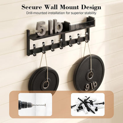 Delamu 29" Large Coat Rack Wall Mount with Shelf, 4 in 1 Shelf with 11 Hooks, Wooden Key and Mail Holder for Wall for Entryway, Living Room and Bedroom, Brown