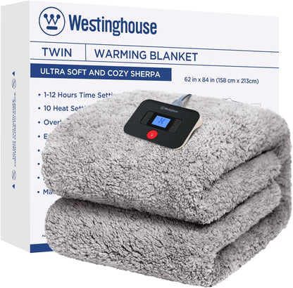 Westinghouse Electric Blanket Heated Throw, 6 Heat Settings, Grey