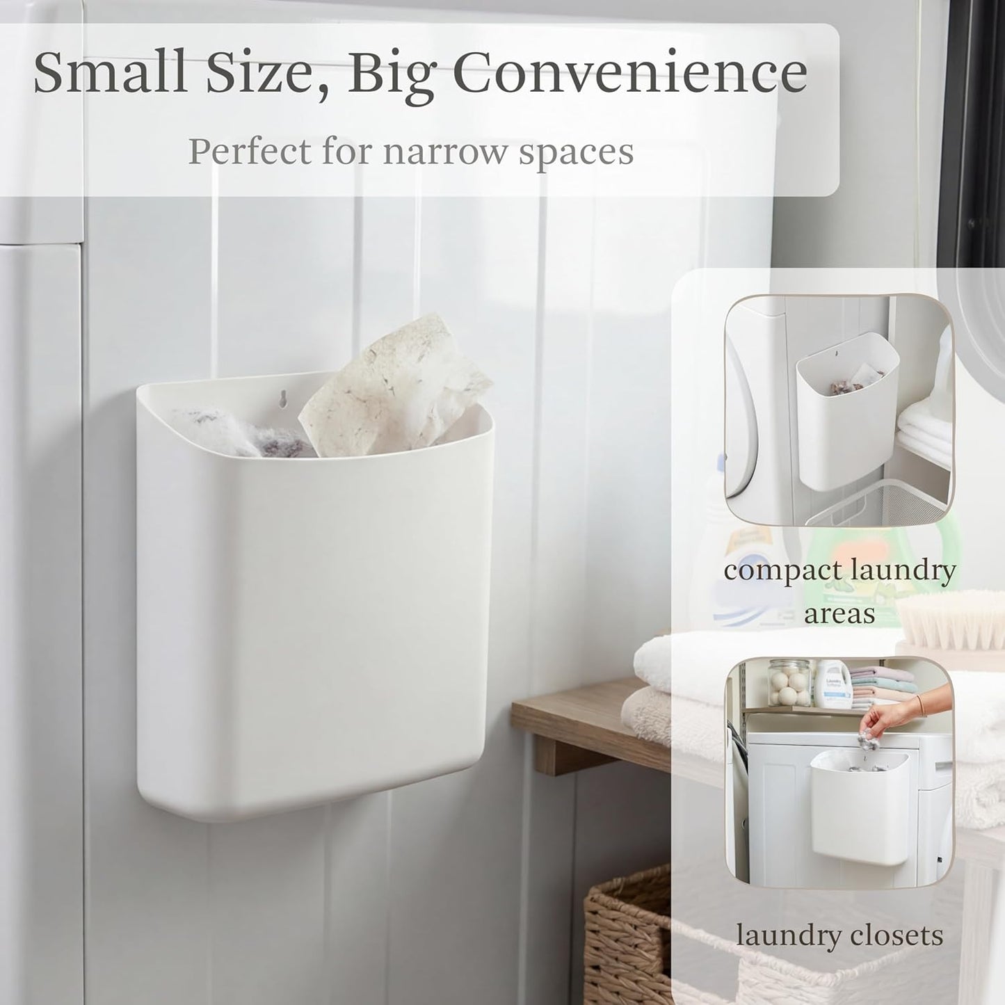 MONJITA Lint Bin for Laundry Room, Magnetic Lint Trash Can for Dryer, Modern Lint Holder, Lint Box for Laundry Room Organization, Wall Mounted Trash Can for Laundry Decor (Black)