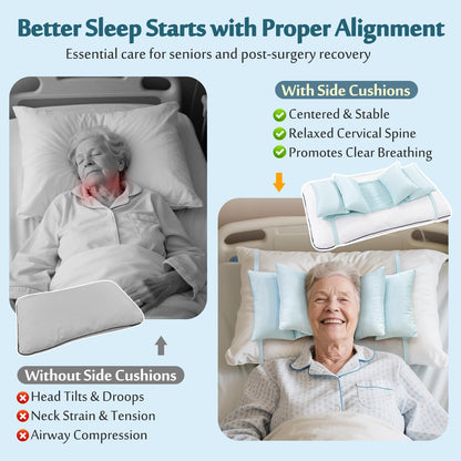 Head Stabilizer, Head Support Pillow for Elderly – Back Sleeping Aid for Post Surgery Recovery, Recliner & Wheelchair Headrest Cushion, Adjustable Neck Cradle (Grey)