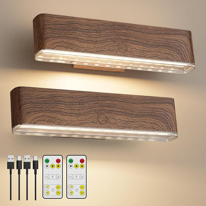MOITA Battery Operated Wall Sconce Set of 2 Wireless Wall Lamp with Remote Control & Touch Control Rechargeable LED Wall Lights 3 Color Temperatures 360° Rotatable for Bedroom Living Room Black