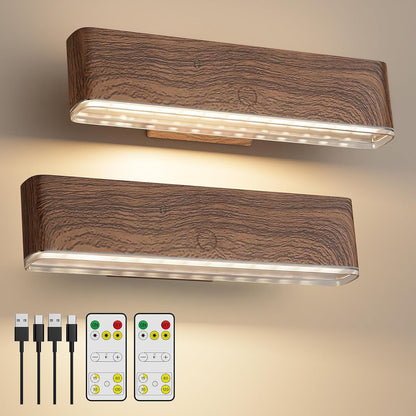 MOITA Battery Operated Wall Sconce Set of 2 Wireless Wall Lamp with Remote Control & Touch Control Rechargeable LED Wall Lights 3 Color Temperatures 360° Rotatable for Bedroom Living Room Black