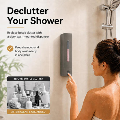 Shampoo and Conditioner Dispenser - Wall-Mounted 3-Chamber Shower Soap Dispenser, No-Drill, 1200ML Capacity, for Bathroom & Hotel