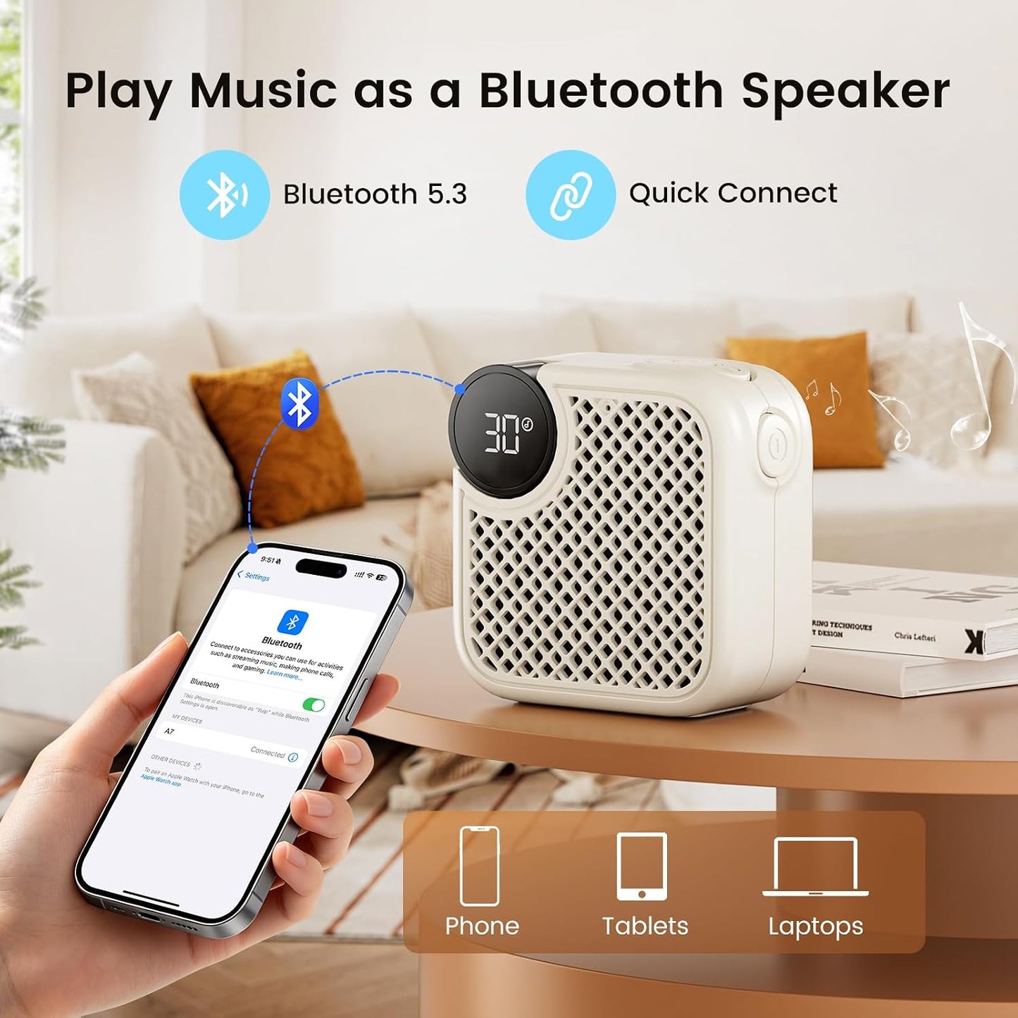 Portable White Noise Machine with Bluetooth Speaker 18 Soothing Sounds | Sound Recording Memory, 5-180min Timer, 16 Volume Levels, Compact 3x3x1.5in for Baby, Kids, Adults - Travel, Home, Office