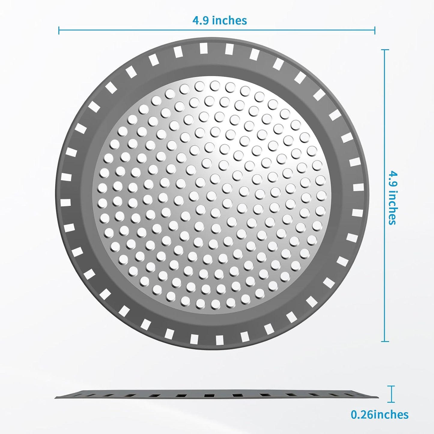 Shower Drain Hair Catcher,Aluvor Shower Drain Cover Bathtub Drain Strainer | Weighted Metal Hair Trap Stopper Sink Protector Filter Bathroom Flat Strainer Stopper (Silver gray)